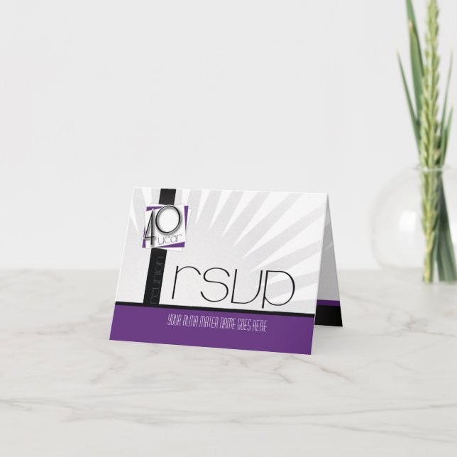 Invitación RSVP Reunión de 40 años de clase personalizable (Anverso)