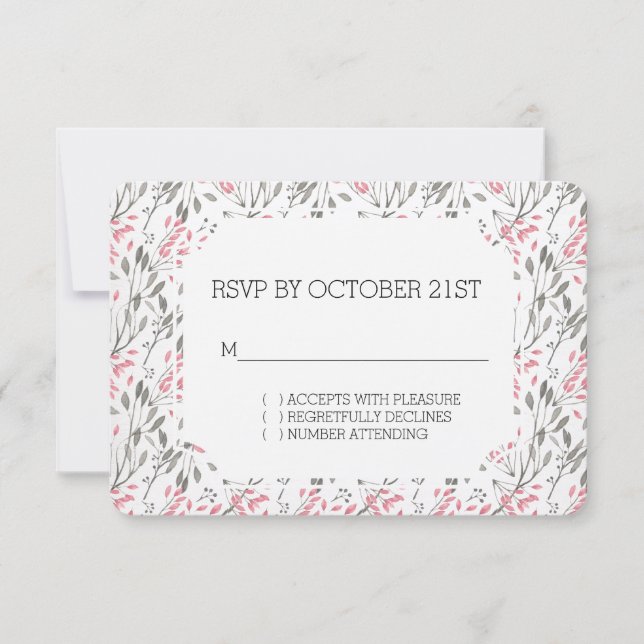 Invitación RSVP romántica floral de jardín rosado (Anverso)