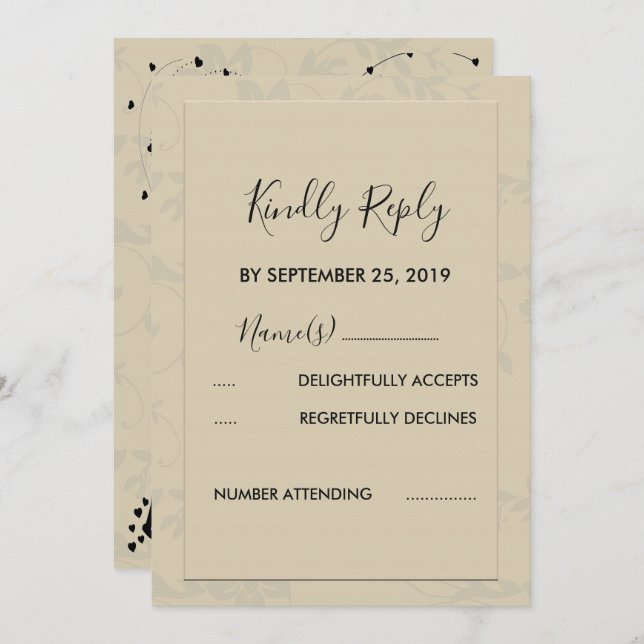 Invitación RSVP Romántica Moderna (Anverso / Reverso)