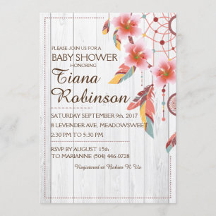 Invitación RSVP RSVP Rosa Floral de Boho Dream Catcher Tribal