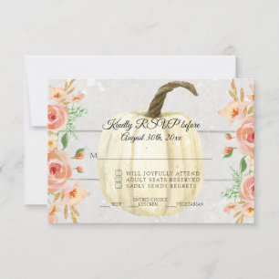 Invitación RSVP Rústico Acuarela Floral Calabaza Blanca Mader
