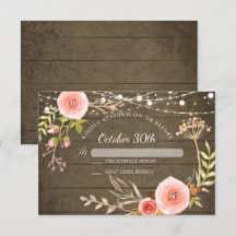 RSVP Rústico Madera Elegante Pintado Botánico Flor