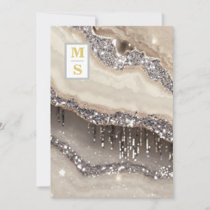 Invitación *~ RSVP SILVER IVORY QR Iniciales AR66 Boda