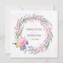 Invitación *~* RSVP Sweet Boho Floral Wreath QR AR12 Boda