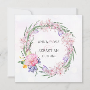 Invitación *~* RSVP Sweet Boho Floral Wreath QR AR12 Boda