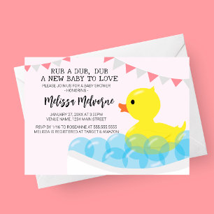 Invitación Rub A Dub, Baby Shower Rubber Ducky