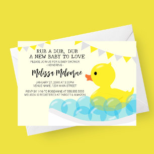 Invitación Rub A Dub, Baby Shower Rubber Ducky
