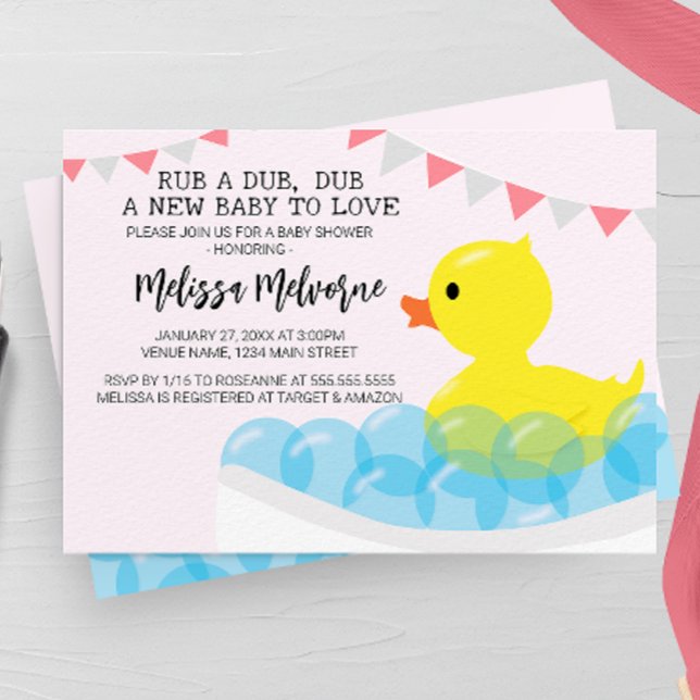 Invitación Rub A Dub, Baby Shower Rubber Ducky (Subido por el creador)
