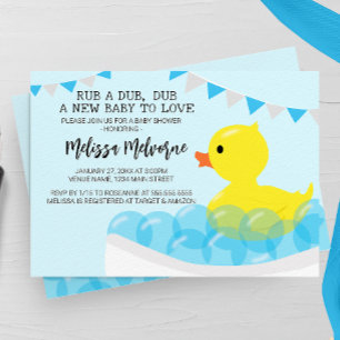 Invitación Rub A Dub, Baby Shower Rubber Ducky