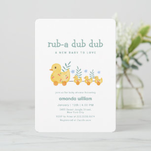 Invitación Rub A Dub Dub Cherry Mami Pato Baby Shower  
