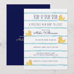 Invitación Rub-A-Dub Dub Cute Yellow Rubber Ducky Baby Shower