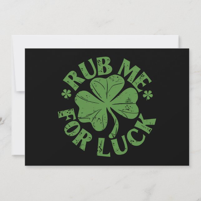 Invitación Rub me por suerte Día de San Patricio Shamrock (Anverso)