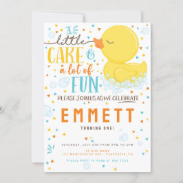 Invitación Rubber Duck Primera fiesta de cumpleaños Blue Yell