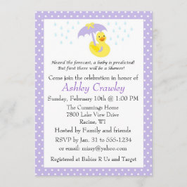 Invitación Rubber Ducky Baby Shower invita al morado - person