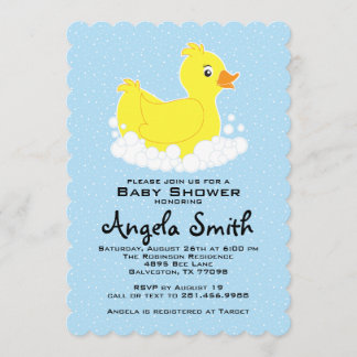 Invitación Rubber Ducky Baby Shower Scalloped