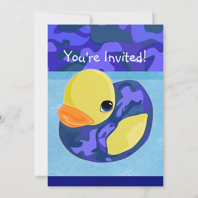 Invitación Rubber Ducky de Camo Azul (Anverso)
