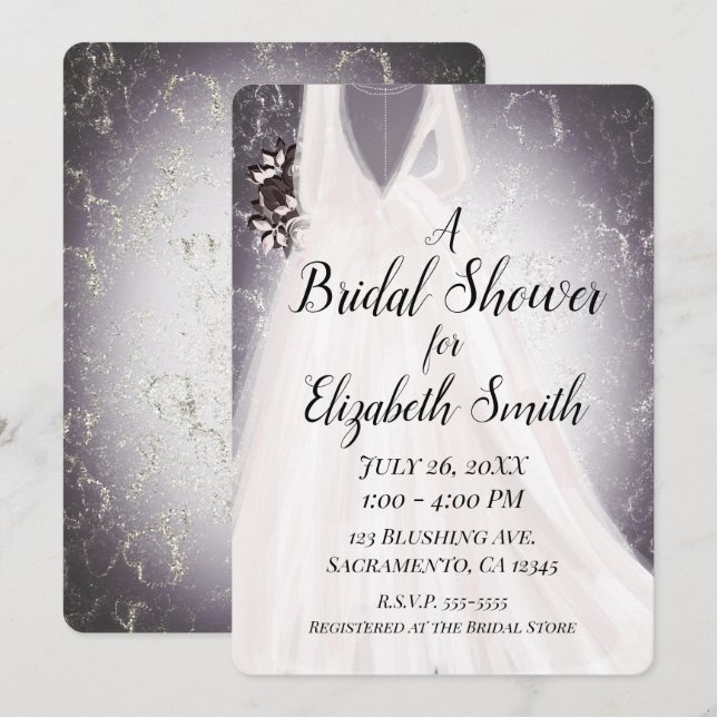 Invitación Rubefacción Novia Purple Modern Glam Bridal Shower (Anverso / Reverso)
