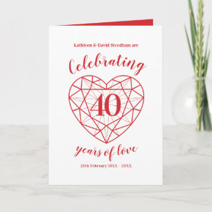 Invitación Rubí celebrando 40 años de amor 40 aniversario