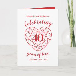 Invitación Rubí celebrando 40 años de amor aniversario 40