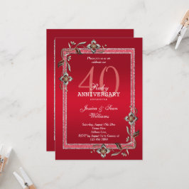 Invitación Rubí Gemas Rojas y Brillo Rubí 40 Aniversario de B