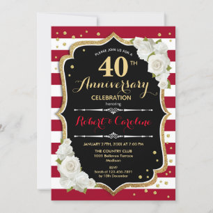 Invitación Rubí Rojo Oro Negro 40 Aniversario