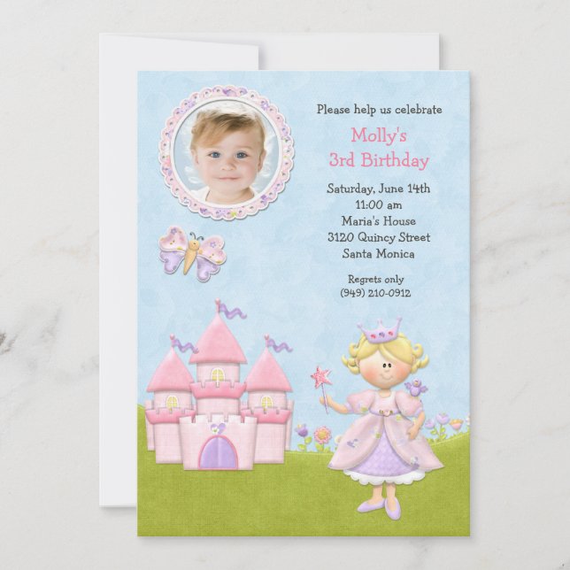 Invitación rubia de la fiesta de la princesa (Anverso)