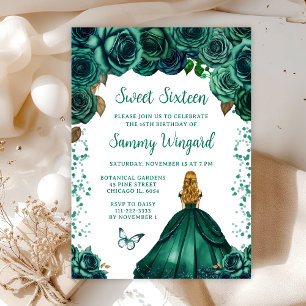 Invitación Rubia de pelo verde esmeralda Princesa Sweet Sixte