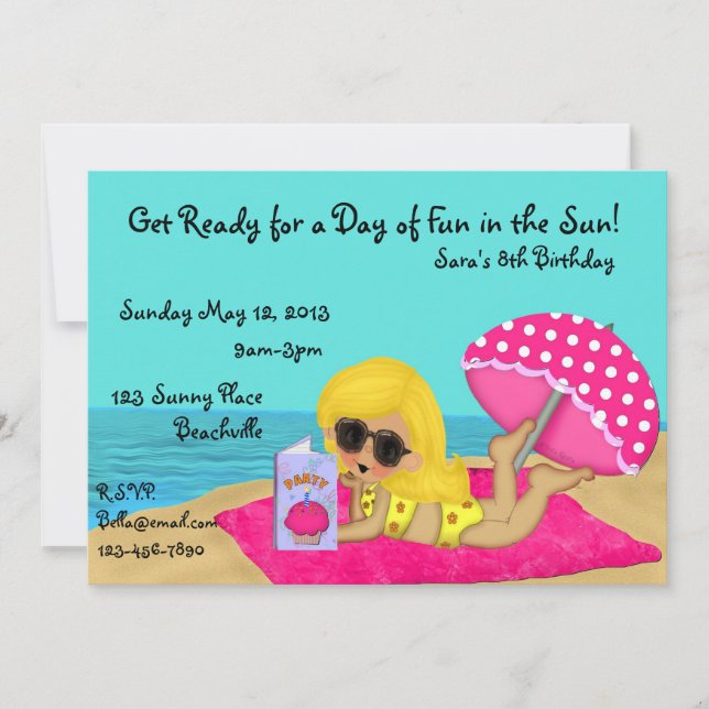 Invitación rubia del personalizado del fiesta de (Anverso)
