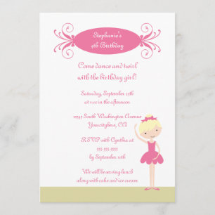Invitación rubia linda de la fiesta de cumpleaños
