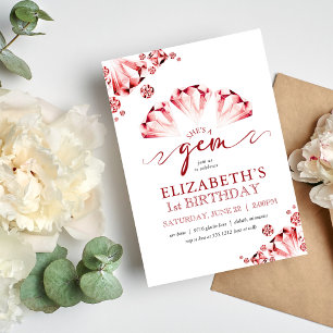 Invitación Rubíes de Acuarela Cumpleaños Ella es una Joya