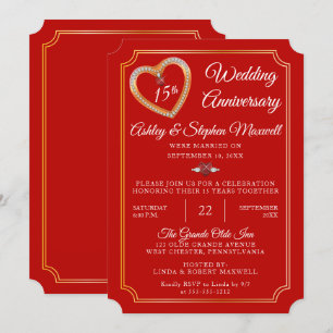 Invitación Rubíes   Diamantes Fiesta de aniversario de 15 año