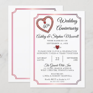 Invitación Rubíes   Diamantes Fiesta de aniversario de bodas 