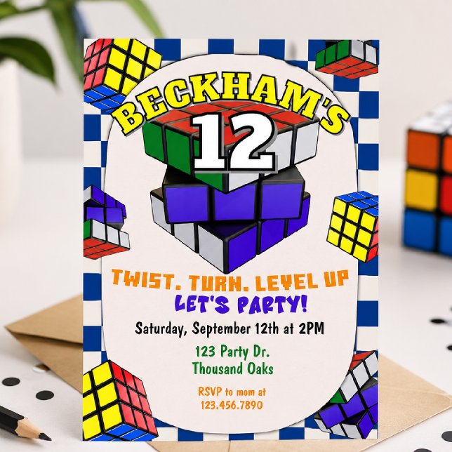 Invitación Rubik's Cube Birthday | Puzzle Cube Party (Subido por el creador)