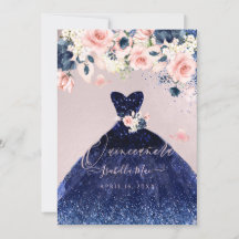 Rubor azul de la marina floral de Quinceanera