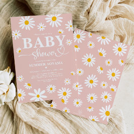 Invitación Rubor Boho Daisy Flowers Chica Baby Shower
