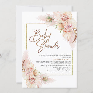 Invitación Rubor Boho Dry Floral Arranque Baby Shower