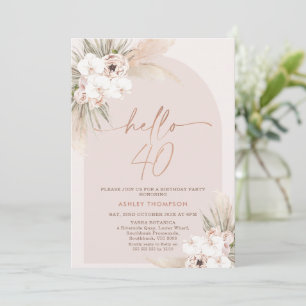 Invitación Rubor Boho Floral Arch 40th Birthday Invitation