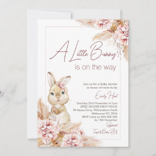 Invitación Rubor Boho Floral Bunny Baby Shower