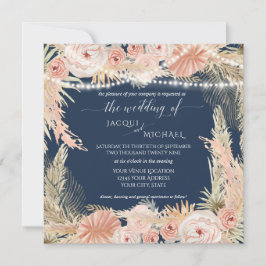 Invitación Rubor BOHO Twinkle alumbra a pampas florales