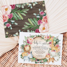 Rubor Borgoña Floral Safari Jungle Baby Shower