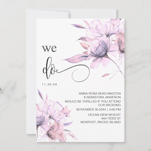 Invitación *~* Rubor Bouquet rosa RSVP QR AR15 BODA floral (Anverso)