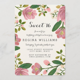 Invitación Rubor Bouquet Sweet 16