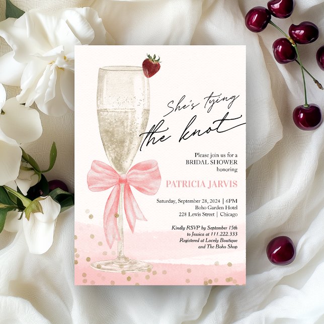 Invitación Rubor Bow está atando el Brunch nupcial (Subido por el creador)