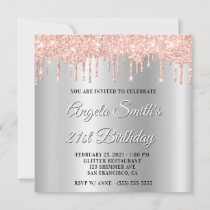 Invitación Rubor Brillo Gotea Plata Ombre Sombra Paralela