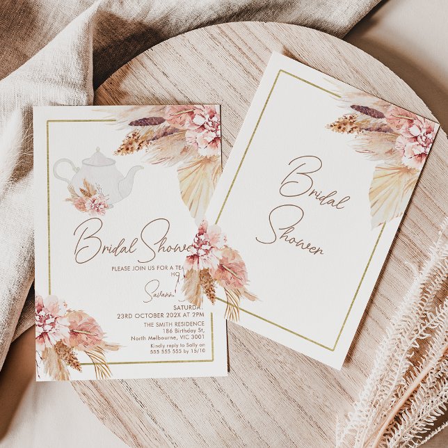Invitación Rubor Brown Boho Floral Tea Fiesta Bridal Shower (Subido por el creador)