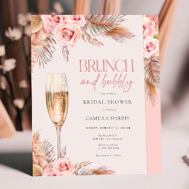 Invitación Rubor Brunch and Bubbly Pampas Ducha de novias Gra