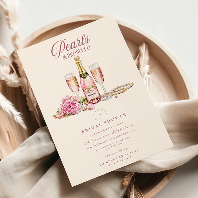 Invitación Rubor Bubbly & Pearls Bridal Shower (Subido por el creador)