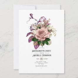 Invitación Rubor Burgundy Gold Shabby Floral Bachelorette