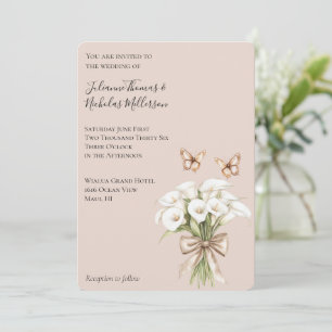 Invitación Rubor Calla Lily Floral Butterflies Bow Boda