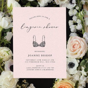 Invitación Rubor Calligraphy Lingerie Bridal Shower